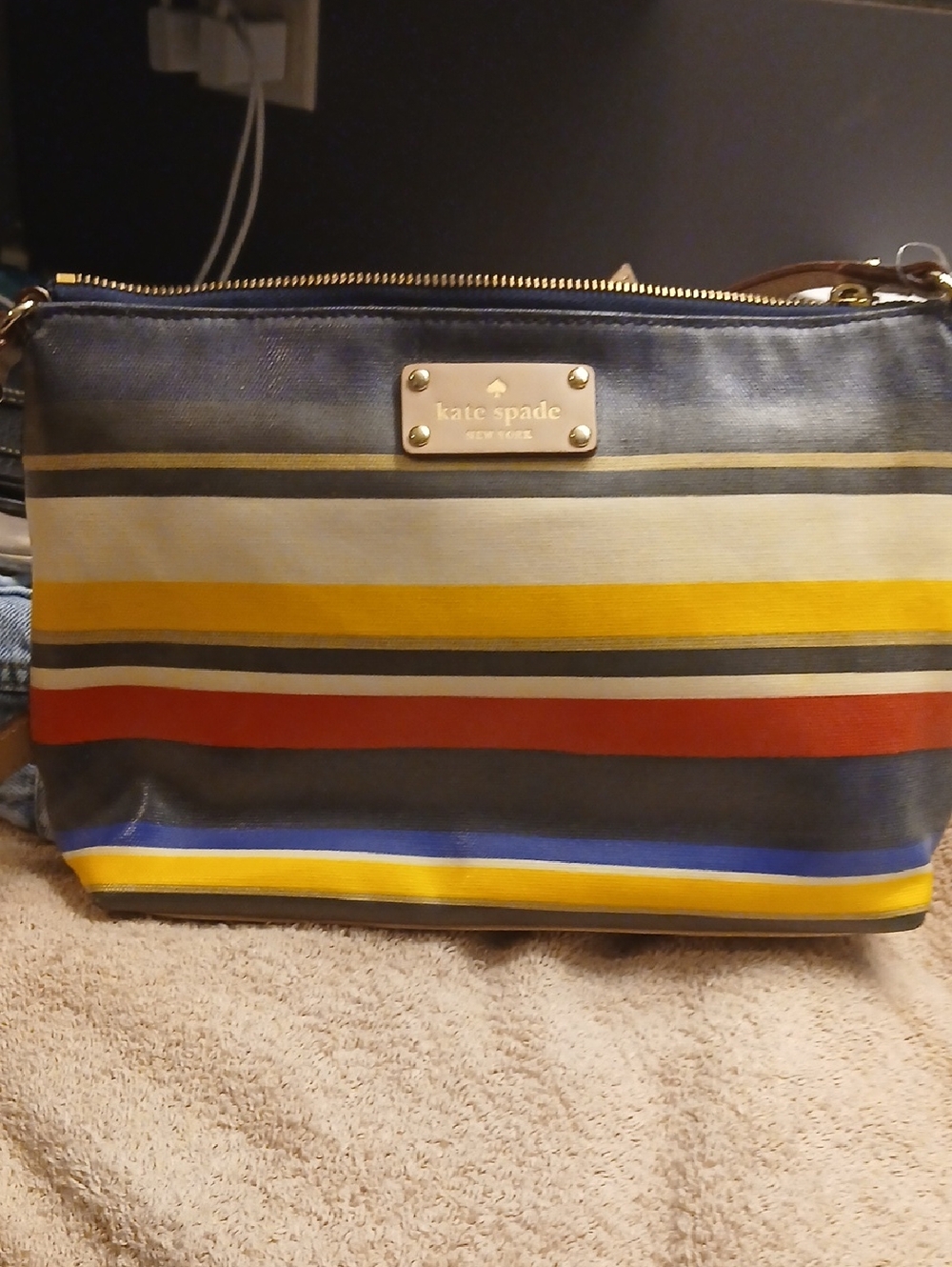 Kate Spade New York crossbody bag featuring the "Wavecrest Stripe" EUC